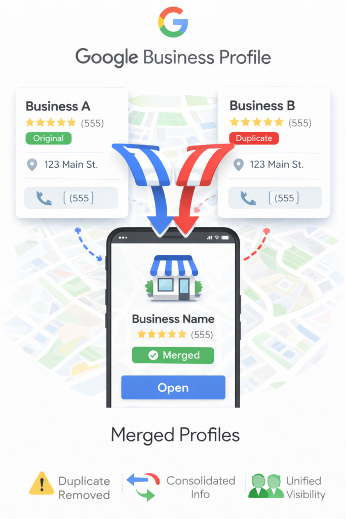 Merged two profiles into one in Google business profile